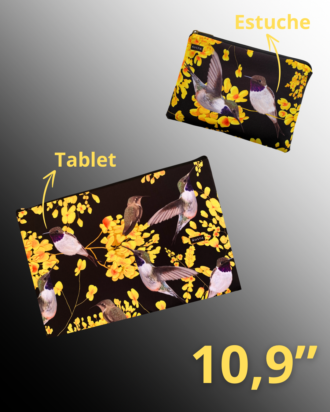 Set Funda Tablet 10,9" + Estuche Picaflor Negro último pack en stock