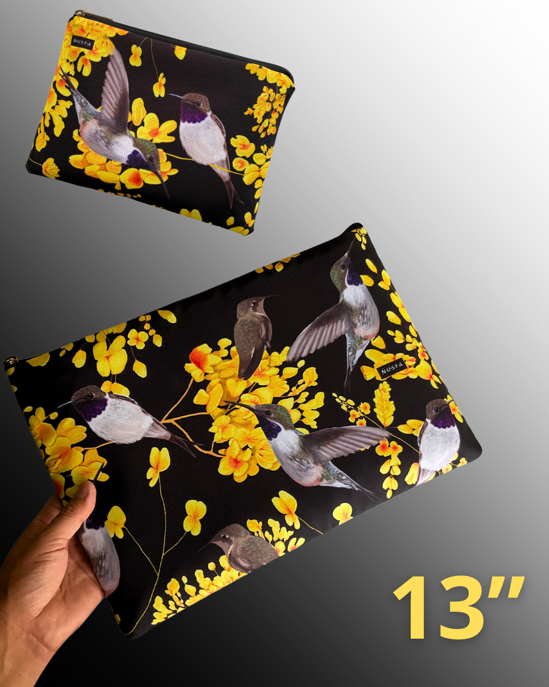 Set Funda Notebook 13" + Estuche Picaflor Negro último pack en stock