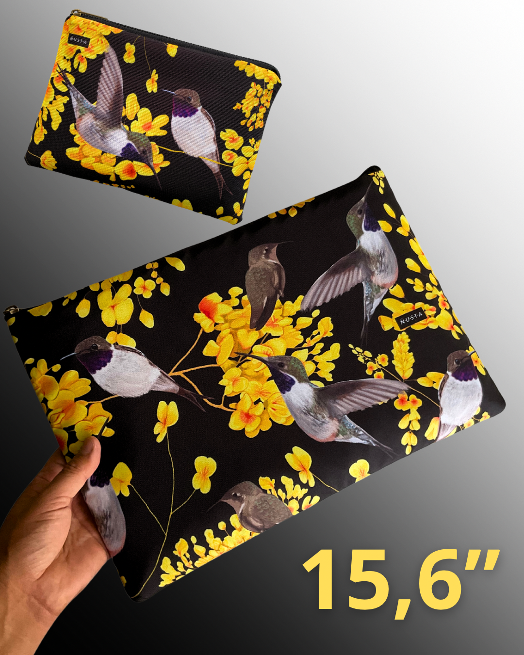 Set Funda Notebook 15,6" + Estuche Picaflor Negro PREVENTA envío desde el 20 de febrero