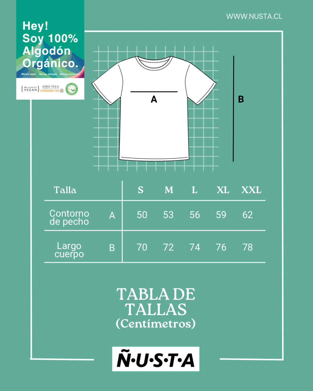 Polera 100% algodón orgánico Aguayo Blanco