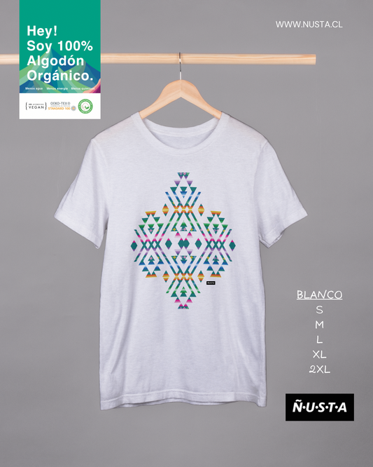 Polera 100% algodón orgánico Aguayo Blanco