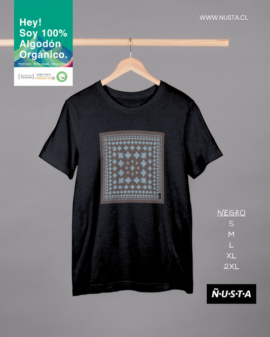 Polera 100% algodón orgánico Chakana Negra