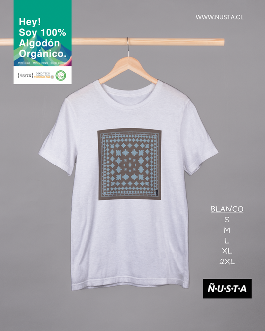 Polera 100% algodón orgánico Chakana Blanca