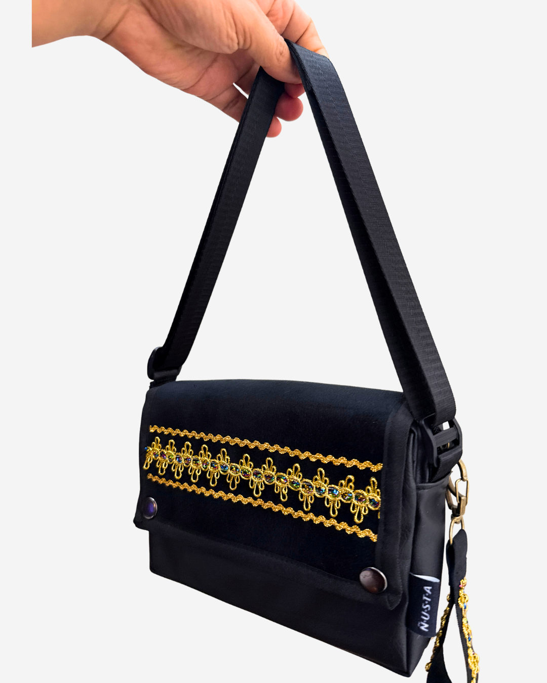 CARTERA BANDOLERA BIOCUERO | WARMI DORADO